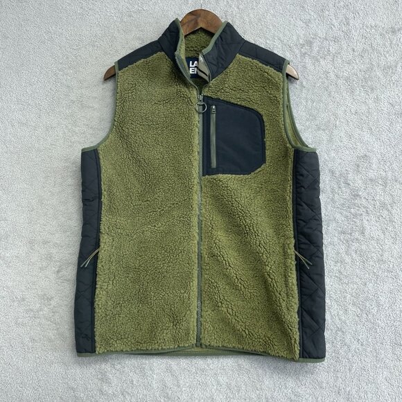 NEW Lands' End Men's Size M Sherpa Smokey Olive Fleece Vest - Picture 1 of 8